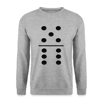 Domino Game Tile 5-6 - Drôle de costume de groupe - Sweat-shirt Unisexe - gris chiné - Devant - Alina (178cm) & Michal (187cm)