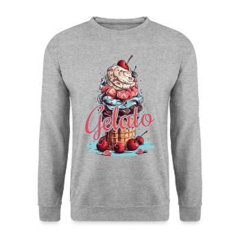 Gelato Eis Eiscreme Eisdiele - Unisex Pullover - Weißgrau meliert - Vorne - Alina (178cm) & Michal (187cm)