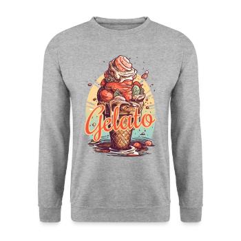 Gelato Eis Eiscreme Eisdiele - Unisex Pullover - Weißgrau meliert - Vorne - Alina (178cm) & Michal (187cm)