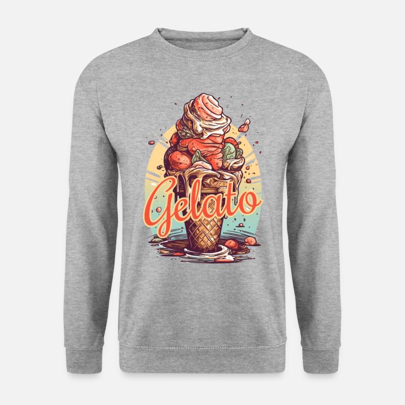 Gelato Eis Eiscreme Eisdiele - Unisex Pullover - Weißgrau meliert