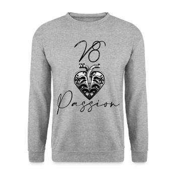 V8 - Unisex Sweatshirt - salt & pepper - Front - Alina (178cm) & Michal (187cm)
