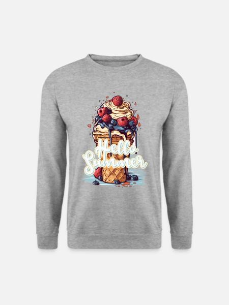 Hello Summer Eis Eiscreme Eisdiele - Unisex Pullover - Weißgrau meliert
