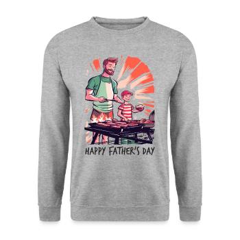 Cadeau de fête des pères pour les grillons père et fils - Sweat-shirt Unisexe - gris chiné - Devant - Alina (178cm) & Michal (187cm)