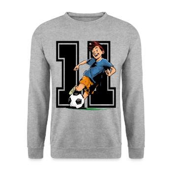 Football Birthday - 11 year old boy - 11. - Unisex Sweatshirt - salt & pepper - Front - Alina (178cm) & Michal (187cm)