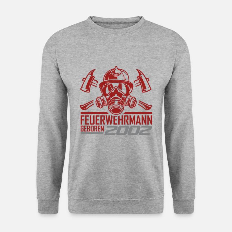 Feuerwehr Feuerwehrmann 2002 Geboren Geburtstag - Unisex Pullover - Weißgrau meliert