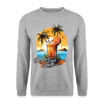 Relax on Beach Cocktail Beach Retreat - Unisex Sweatshirt - salt & pepper - Front - Alina (178cm) & Michal (187cm)