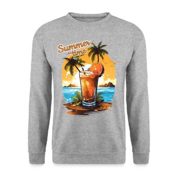 Cocktail d’été Cadeau de vacances à la plage - Sweat-shirt Unisexe - gris chiné - Devant - Alina (178cm) & Michal (187cm)
