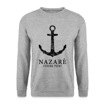 Port d’ancrage du point de pêche de Nazare - Sweat-shirt Unisexe - gris chiné - Devant - Alina (178cm) & Michal (187cm)