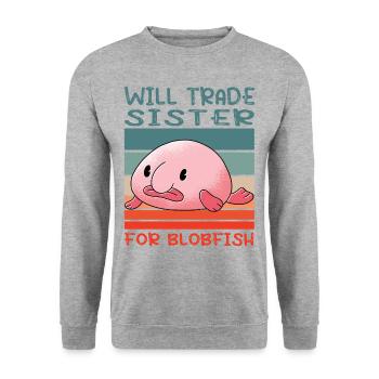 Costume de Blobfish - Visage de poisson Blob laid - - Sweat-shirt Unisexe - gris chiné - Devant - Alina (178cm) & Michal (187cm)
