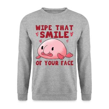 Costume de Blobfish - Visage de poisson Blob laid - - Sweat-shirt Unisexe - gris chiné - Devant - Alina (178cm) & Michal (187cm)