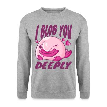 Costume de Blobfish - Visage de poisson Blob laid - - Sweat-shirt Unisexe - gris chiné - Devant - Alina (178cm) & Michal (187cm)