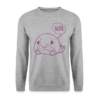 Costume de Blobfish - Visage de poisson Blob laid - - Sweat-shirt Unisexe - gris chiné - Devant - Alina (178cm) & Michal (187cm)