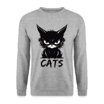Cats Cute Annoyed Cat Face - Unisex Sweatshirt - salt & pepper - Front - Alina (178cm) & Michal (187cm)