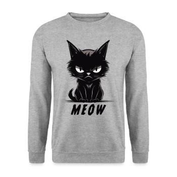 MEOW Cute Annoyed Cat Face - Unisex Sweatshirt - salt & pepper - Front - Alina (178cm) & Michal (187cm)