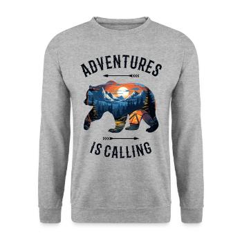 Bear Mountains Camping Mountain Hiking Nature Hiking - Unisex Sweatshirt - salt & pepper - Front - Alina (178cm) & Michal (187cm)