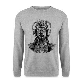 Samurai beat du futur : hip-hop sur chemise - Sweat-shirt Unisexe - gris chiné - Devant - Alina (178cm) & Michal (187cm)