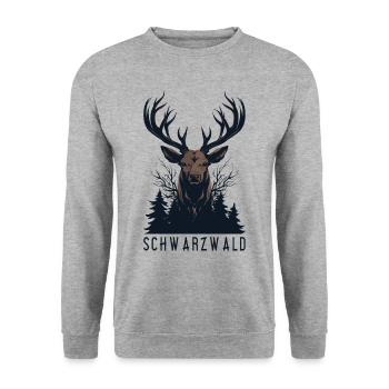 Schwarzwald Hirsch Jäger Heimat Urlaub - Unisex Pullover - Weißgrau meliert - Vorne - Alina (178cm) & Michal (187cm)