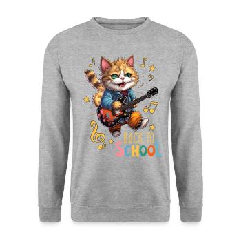 Chaton chat inscrit à la rentrée scolaire - Sweat-shirt Unisexe - gris chiné - Devant - Alina (178cm) & Michal (187cm)