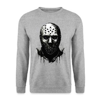 Masque effrayant de gardien de but de hockey sur glace d’Halloween - Sweat-shirt Unisexe - gris chiné - Devant - Alina (178cm) & Michal (187cm)