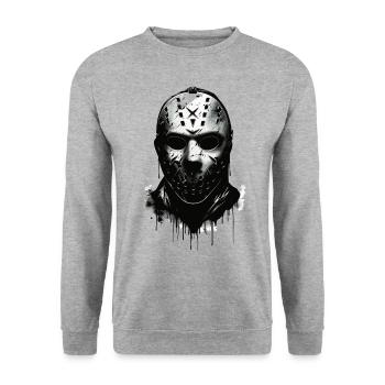 Masque effrayant de gardien de but de hockey sur glace d’Halloween - Sweat-shirt Unisexe - gris chiné - Devant - Alina (178cm) & Michal (187cm)