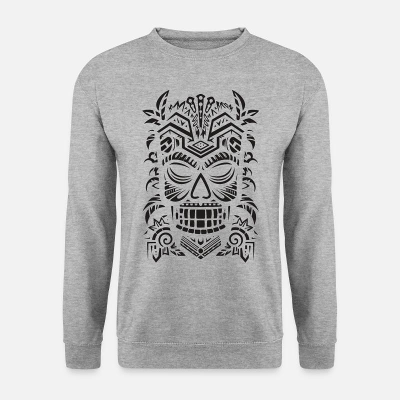 Tiki Maske - Unisex Pullover - Weißgrau meliert