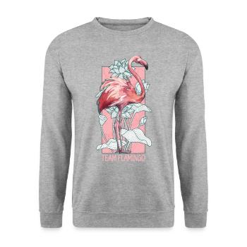 Équipe Flamingo Aquarelle Aquarelle Animaux - Sweat-shirt Unisexe - gris chiné - Devant - Alina (178cm) & Michal (187cm)