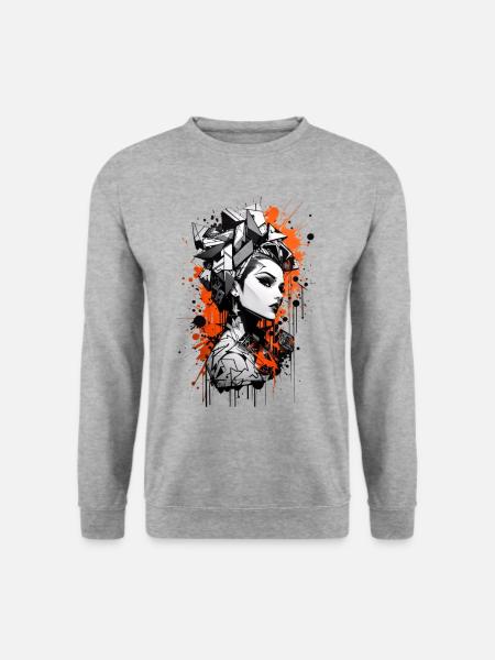 Abstrait coloré jeune femme Graffiti Art - Sweat-shirt Unisexe - gris chiné