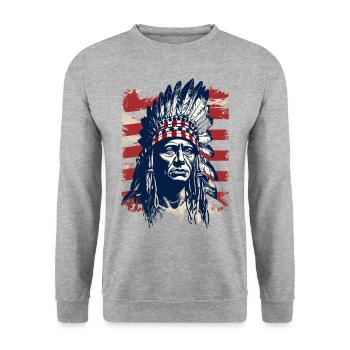 Indian Feather Headdress Native Spirit - Unisex Sweatshirt - salt & pepper - Front - Alina (178cm) & Michal (187cm)