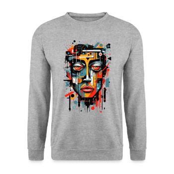 Tête abstraite colorée Graffiti Art cubisme - Sweat-shirt Unisexe - gris chiné - Devant - Alina (178cm) & Michal (187cm)
