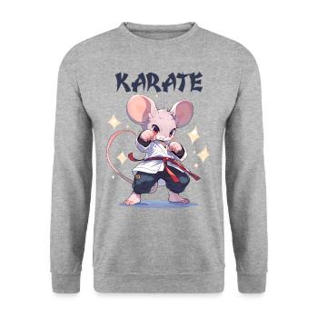 Drôle Japonais Karaté Souris Kawaii Karateka - Sweat-shirt Unisexe - gris chiné - Devant - Alina (178cm) & Michal (187cm)