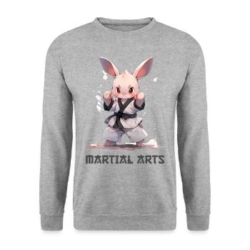 Funny Martial Arts Bunny MMA Kawaii Martial Arts - Unisex Sweatshirt - salt & pepper - Front - Alina (178cm) & Michal (187cm)