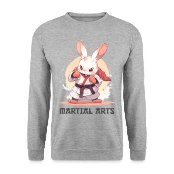 Funny Martial Arts Bunny MMA Kawaii Martial Arts - Unisex Sweatshirt - salt & pepper - Front - Alina (178cm) & Michal (187cm)