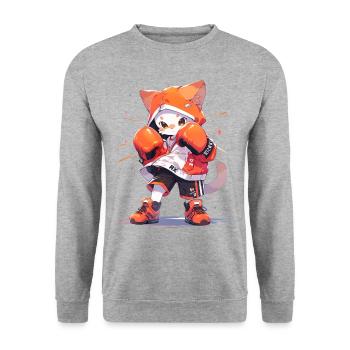 Funny Cat Boxing MMA Kawaii Martial Arts Animals - Unisex Sweatshirt - salt & pepper - Front - Alina (178cm) & Michal (187cm)