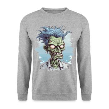 Halloween Horreur Effrayante Zombie - Sweat-shirt Unisexe - gris chiné - Devant - Alina (178cm) & Michal (187cm)