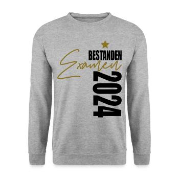 Examen 2024 bestanden - Unisex Pullover - Weißgrau meliert - Vorne - Alina (178cm) & Michal (187cm)
