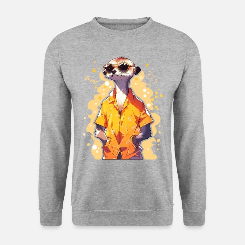 Cooles Erdmännchen Sarfari Afrika Liebhaber - Unisex Pullover - Weißgrau meliert
