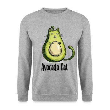 Avocat chat chats cadeau végétarien - Sweat-shirt Unisexe - gris chiné - Devant - Alina (178cm) & Michal (187cm)