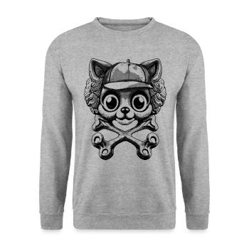 Adventure Cat Style: Pirate shirt with bones. - Unisex Sweatshirt - salt & pepper - Front - Alina (178cm) & Michal (187cm)