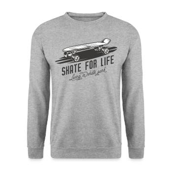 Skateboard Skate For Life Skateboarder - Unisex Pullover - Weißgrau meliert - Vorne - Alina (178cm) & Michal (187cm)