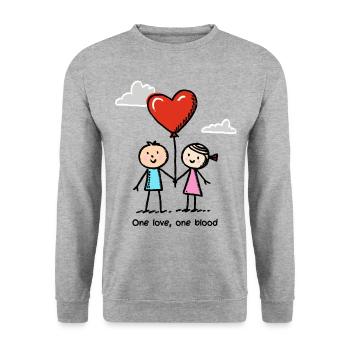 Strichmännchen Liebespaar Pärchen Valentinstag - Unisex Pullover - Weißgrau meliert - Vorne - Alina (178cm) & Michal (187cm)