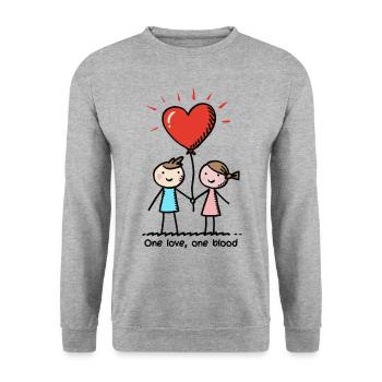 Strichmännchen Liebespaar Pärchen Valentinstag - Unisex Pullover - Weißgrau meliert - Vorne - Alina (178cm) & Michal (187cm)
