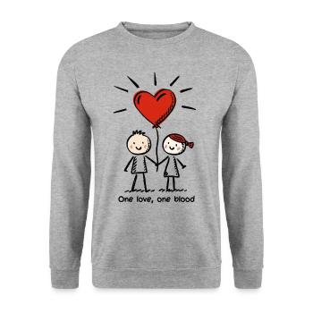 Strichmännchen Liebespaar Pärchen Valentinstag - Unisex Pullover - Weißgrau meliert - Vorne - Alina (178cm) & Michal (187cm)