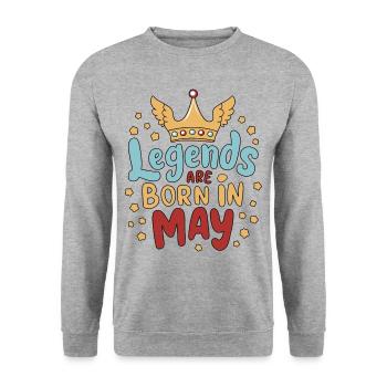 Legends are born in May - Unisex Pullover - Weißgrau meliert - Vorne - Alina (178cm) & Michal (187cm)