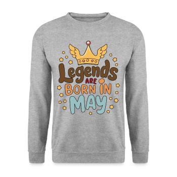 Legends are born in May - Unisex Pullover - Weißgrau meliert - Vorne - Alina (178cm) & Michal (187cm)