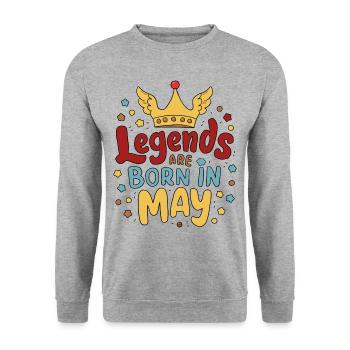 Legends are born in May - Unisex Pullover - Weißgrau meliert - Vorne - Alina (178cm) & Michal (187cm)