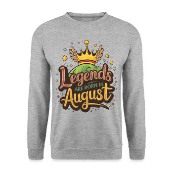 Les légendes naissent en août Anniversaire - Sweat-shirt Unisexe - gris chiné - Devant - Alina (178cm) & Michal (187cm)