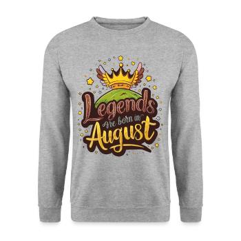 Les légendes naissent en août Anniversaire - Sweat-shirt Unisexe - gris chiné - Devant - Alina (178cm) & Michal (187cm)