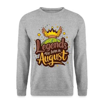 Les légendes naissent en août Anniversaire - Sweat-shirt Unisexe - gris chiné - Devant - Alina (178cm) & Michal (187cm)