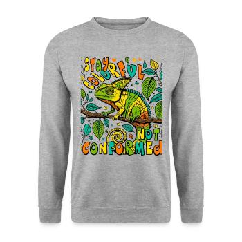 Chemise caméléon unique : Afficher la couleur - Sweat-shirt Unisexe - gris chiné - Devant - Alina (178cm) & Michal (187cm)