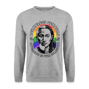 LGBTQIA+ Diversity Celebrated: Unique T-Shirt - Unisex Sweatshirt - salt & pepper - Front - Alina (178cm) & Michal (187cm)